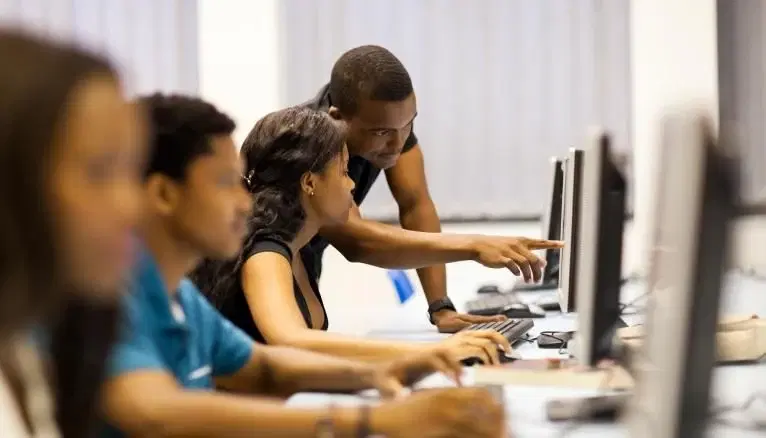 Students learning with 3D technology