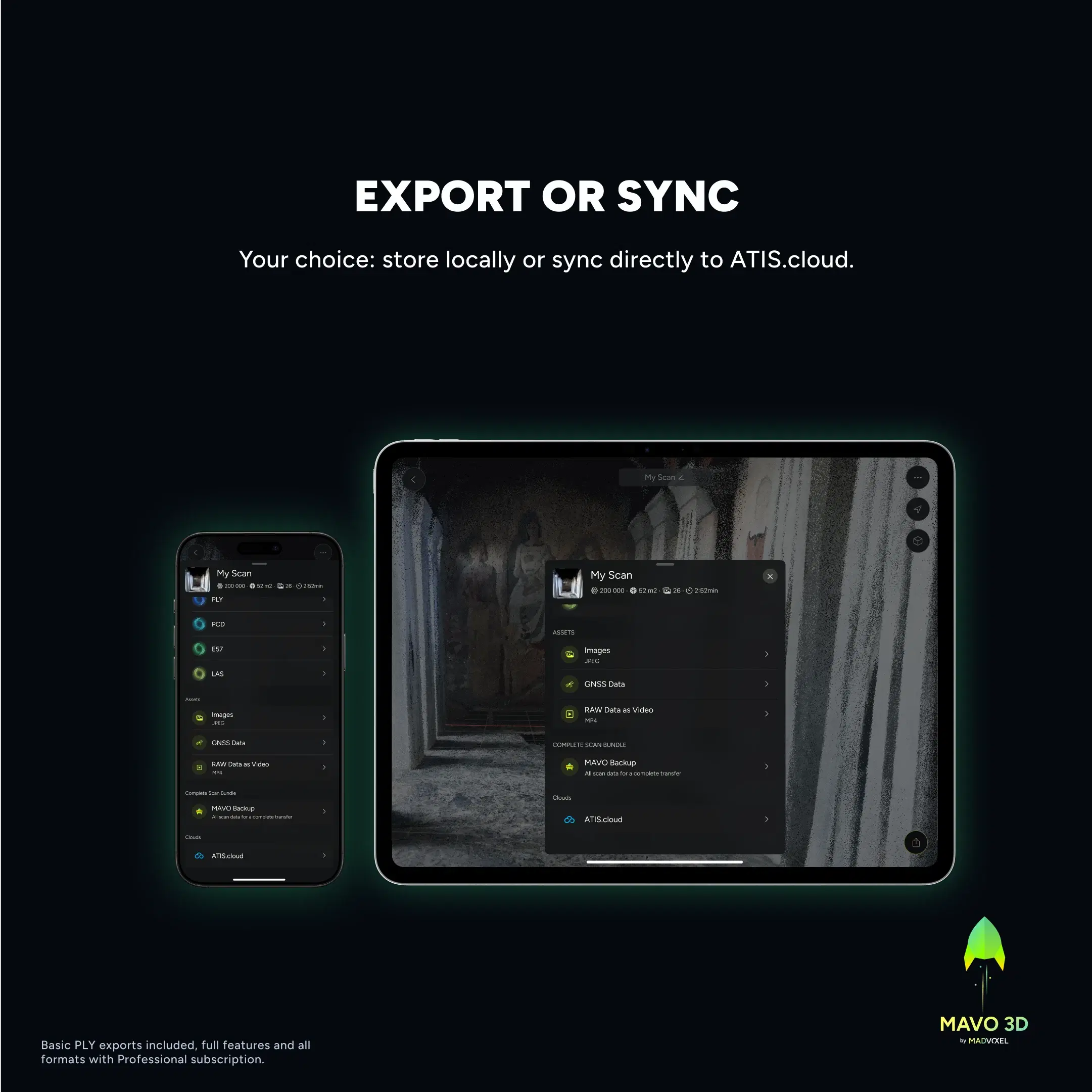 Export or sync scans directly to ATIS.cloud