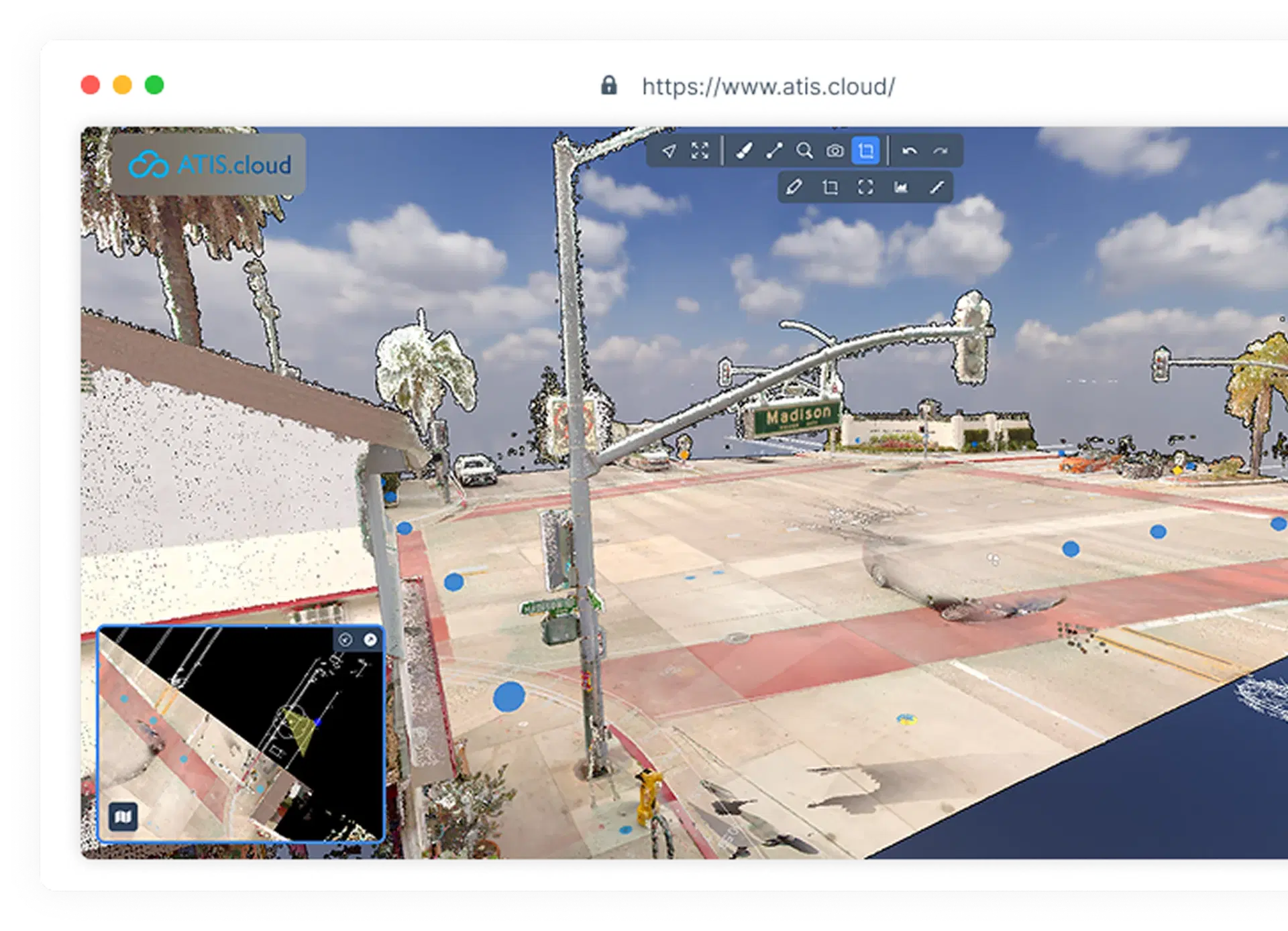 ATIS.cloud 3D-applicatie: visualisatie van een puntenwolk in de browser