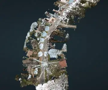 3D point cloud of a village captured with mobile mapping - 1 GB - Viametris Backpack